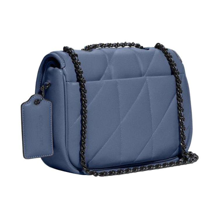 Coach Pillow Madison 24 Quilted Turnlock Chain Crossbody Bag Women Bags Washed-Denim C8560-V5D61