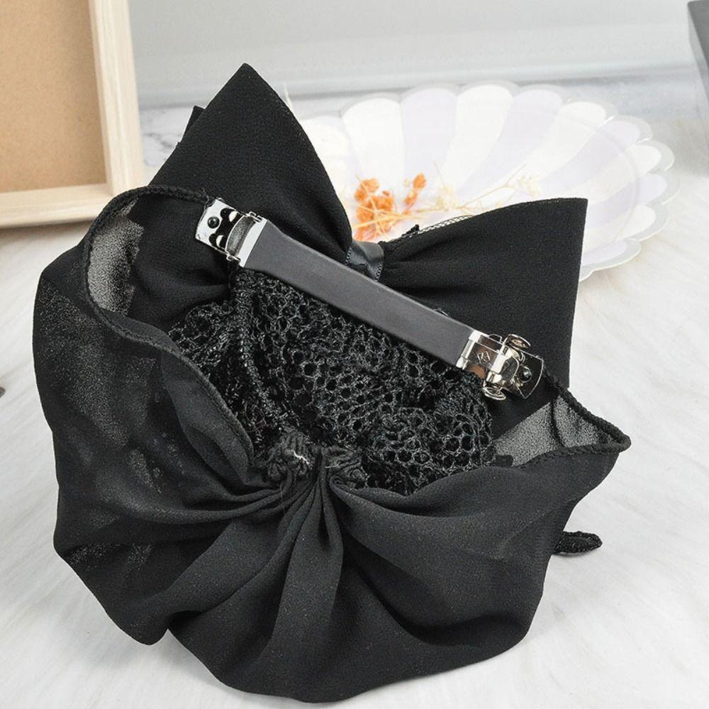 Elegant Ribbon Bowknot Hair Cover Classic Lace Work Hairnet  For Women Girl Hair Accessories