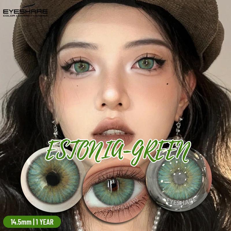 (0~-6.00 Grade) EYESHARE 1 Pair Colored Contact Lenses with Degree Diopter Contact Lenses Prescription Lens