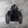 Unisex Retro Hooded Zip-Up Sweatshirt With 3D Embellished Rhinestone Design Streetwear Batwing Sleeve