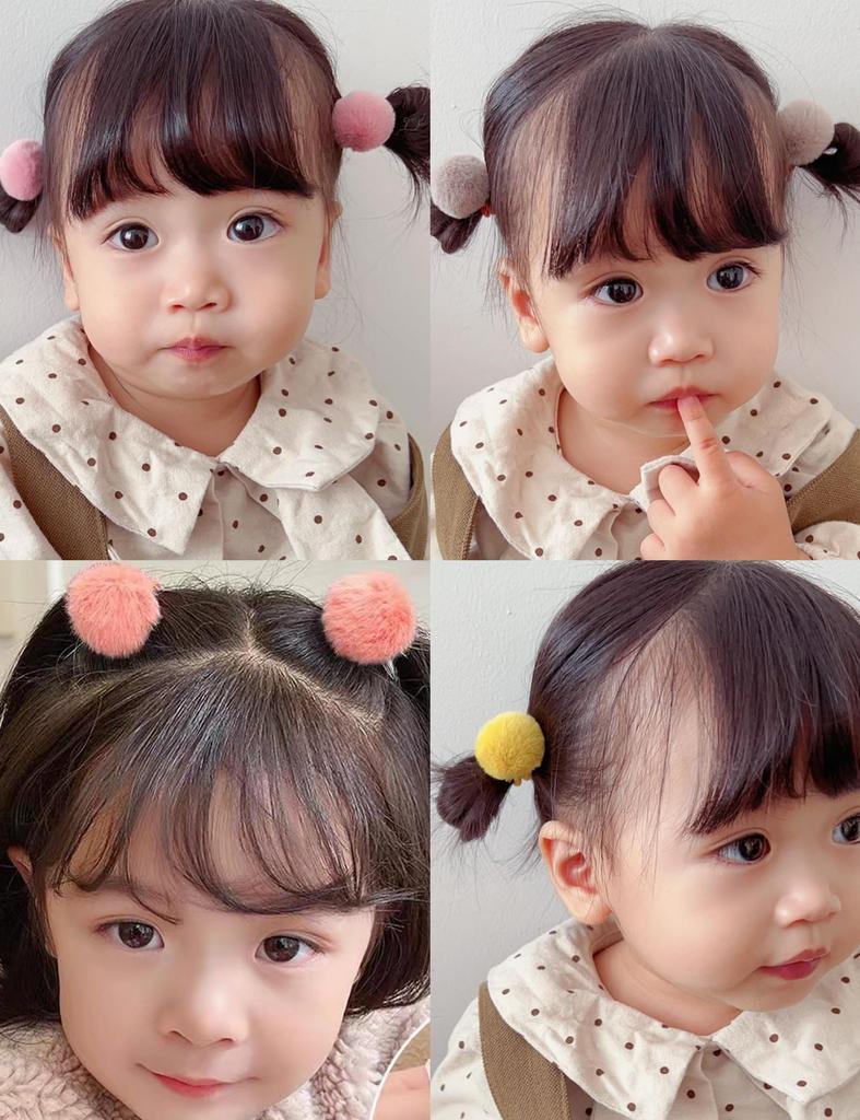 GFun Hair Accessories, Fluffy Pompon Hair Ties for Kids, Small, Set of 2, Light Pink, Hair Ornaments, Hair Arrangements, Perfect for Recitals,