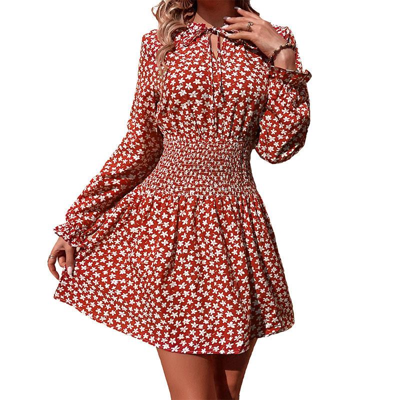 Temperament and Elegance Outer Wear Fashion Women's Spring Slim Long Sleeve Printed Dresses