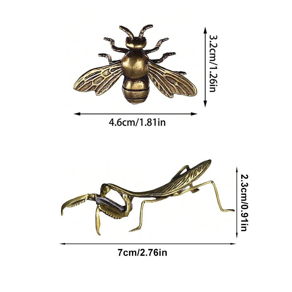 Bee Mantis Pig Ornaments Tea Pet Insect Honeybee Vintage Brass Crafts Figurine Sculpture Home Office Desktop Decor