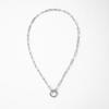 YF5143 Non Tarnish Round Push Clasp Necklace 18k Gold Plated Stainless Steel Zircon Charm Paperclip Chain Necklace for Women