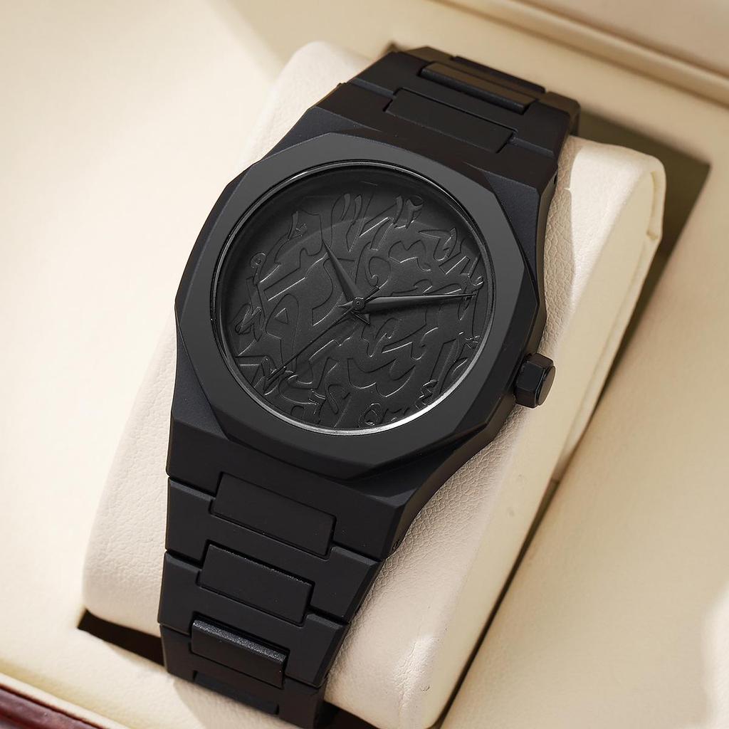 Matte Black Octagonal Men's Fashion Quartz Watch
