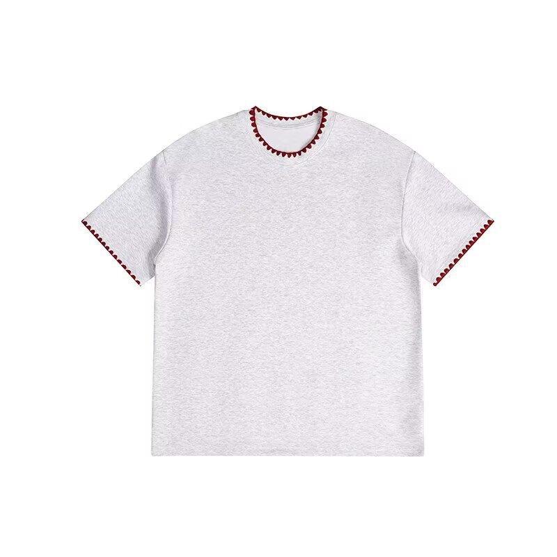 Men's Summer All-match Casual Short-sleeved T-shirt  High-end Loose Quarter-sleeved Top