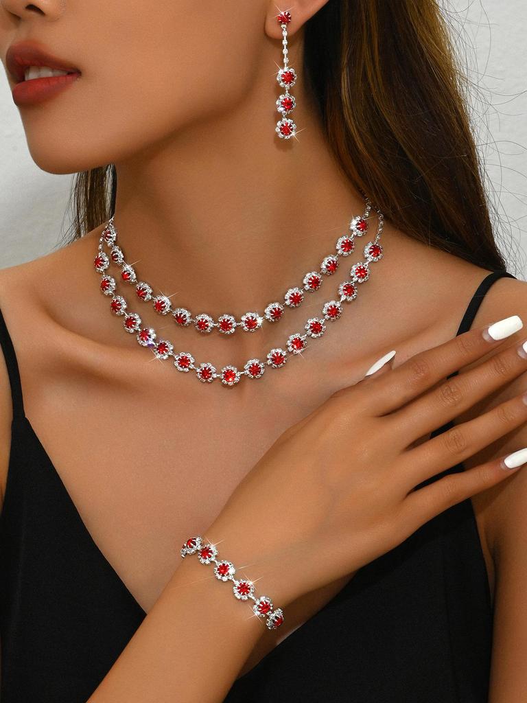 Sonnenblumen Diamant Halskette und Ohrring Set - Hochzeits Schmuck Accessoires