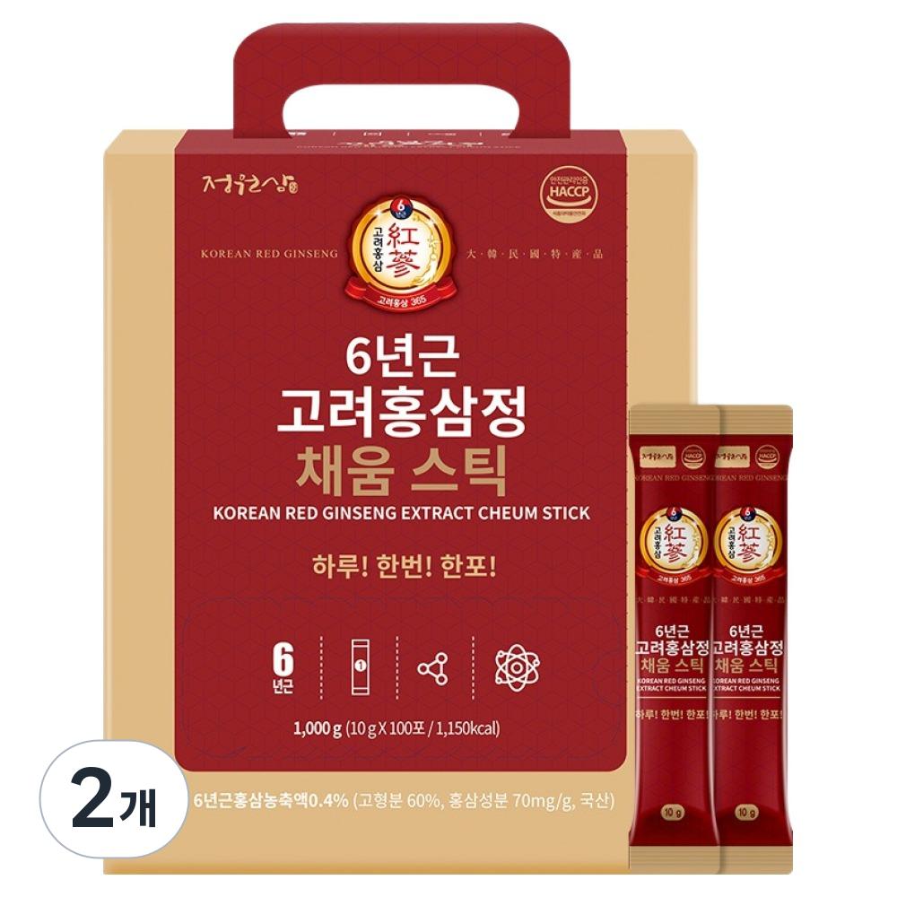 Jeongwonsam 6-Year-Old Korean Red Ginseng Extract Chaeum Sticks 100p 1kg 2 pcs