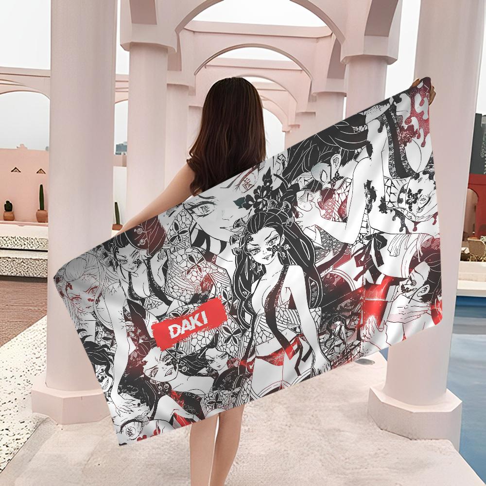 Demon Slayer Daki Hippie Beach Towel Cartoon Cute Summer Kids Large Bath Pool Beach Towel Absorbent for Swimming Travel