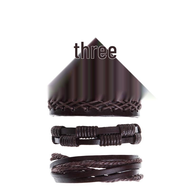 Punk 6-Piece Genuine Leather Multi-Layer Bracelet Set