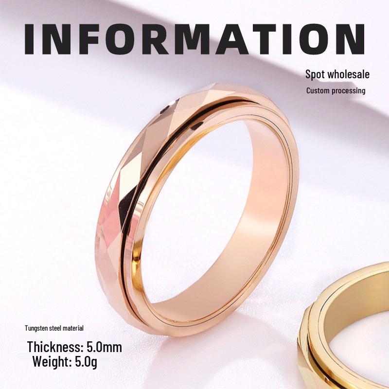Elegant Tungsten Steel Spinning Ring: Women's Non-Fading Good Luck Accessory