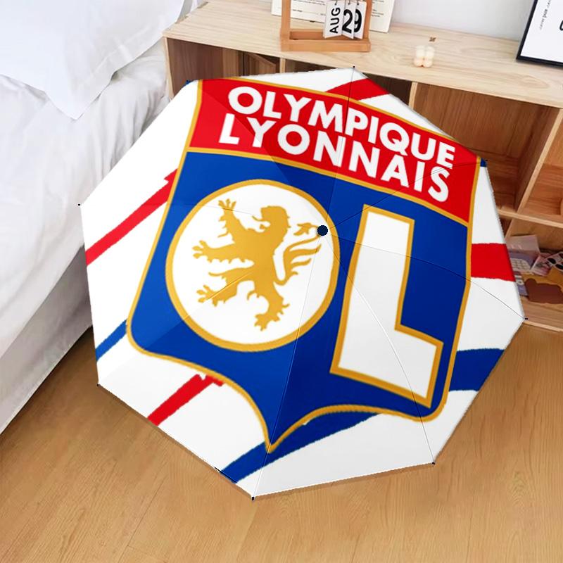 1PC Lyon Football Crest Design Printed Umbrella Folding umbrella, automatic umbrella 8-Frame for Travel, camping Fan gifts Christmas Gifts