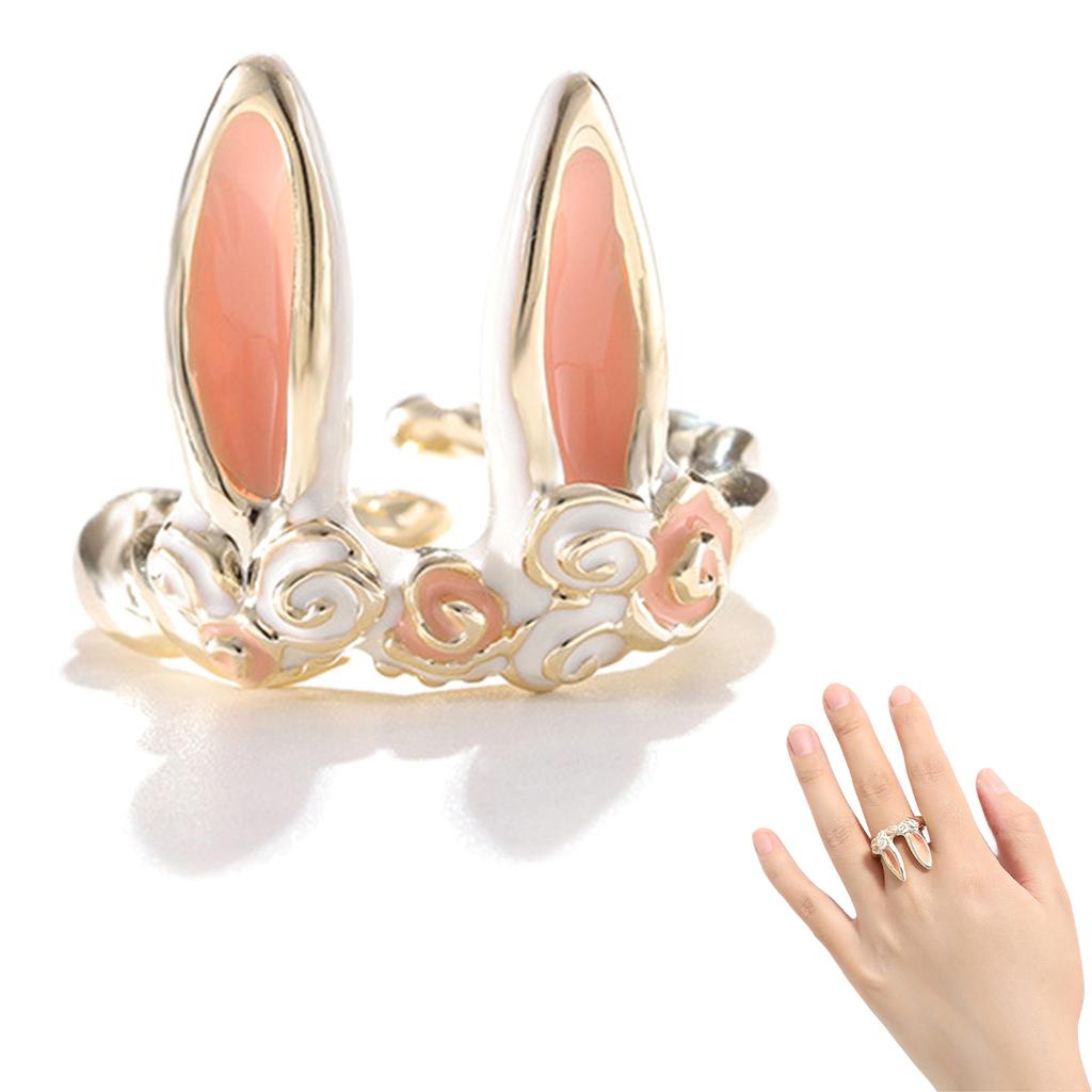 Easter Bunny Ring Alloy Adjustable Open Ring for Party Gift