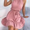 2026 Spring/Summer Women's Sleeveless Waist Cinched Ruffle A-Line Skirt S-XL