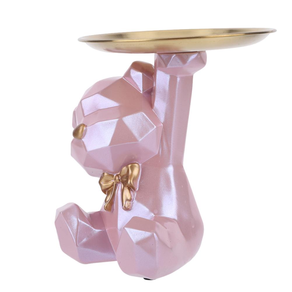 Bear Storage Tray Geometric Bear Key Bowl Multifunctional Key Holder Figurine Decorative Jewelry Candy Tray for Tabletop Decor