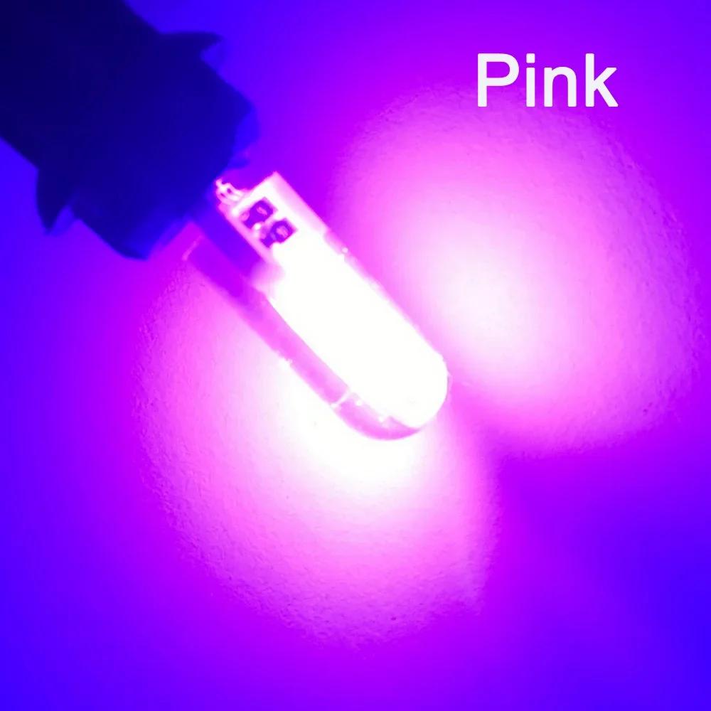 

T10 многоцветный COB силикагель указатель поворота номерной знак клин светодиодный автомобильный габаритный фонарь купол для чтения автомобильная стояночная лампа стоп-сигналы 4PCS розовый