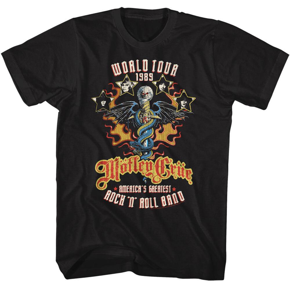 

MOTLEY CRUE Official T-Shirt 1989 America039;s Greatest World Tour New Black Cotton Unisex T-Shirt S