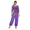 Women's Stage Performance Costume: Complete Belly Dance Set (Crop Top, Bloomers, Hip Scarf) with Bells, Halloween & Carnival