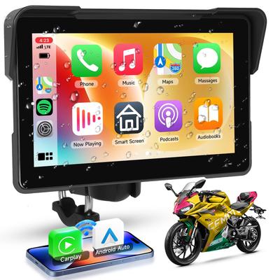 Wodoodporny ekran dotykowy HD do motocykla, monitor CarPlay z bezprzewodowym CarPlay, Android CarPlay, GPS, Android, Bluetooth oraz przenośny ekran CarPlay dla