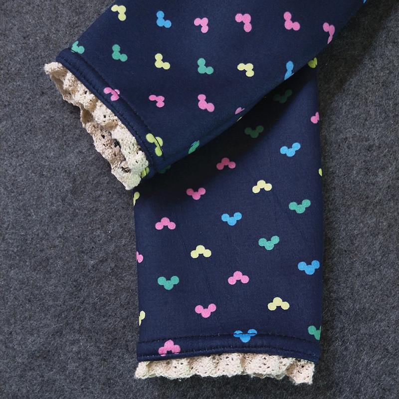 Bunte Cartoon-Leggings für Babys, Mädchen, schmal, plus Samt, Spitze, warme Hose