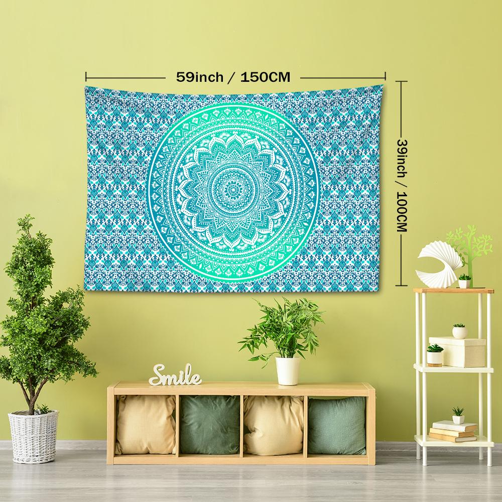 1pc Blue Mandala Pattern Tapestry Wall Hanging, Soft Brushed Polyester Fabric, Animal Theme, No Power Needed, Woven Decor for Living Room Bedroom