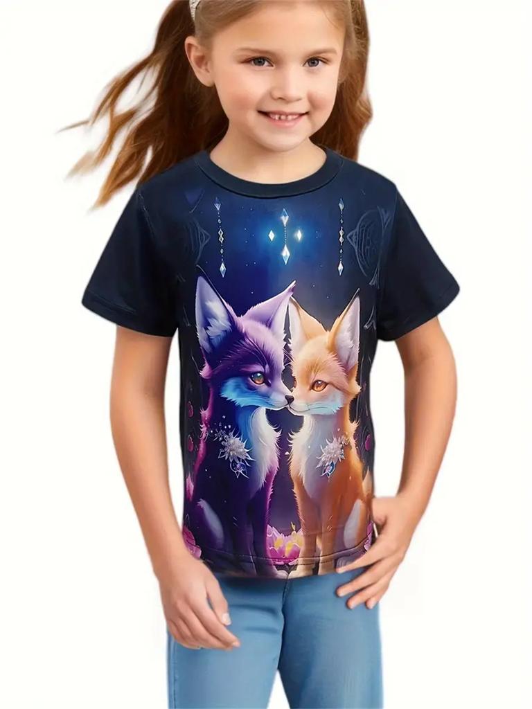 2025 Králík Zvíře 3D Tisk Móda Vtipná Dívčí Trička Léto Krátký Rukáv Topy Tričko Ležérní Trička Dívčí Oblečení