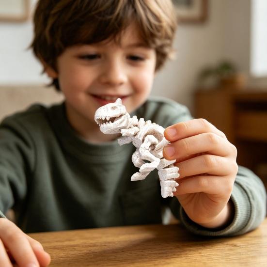 3D Printed Mini Skeleton Dinosaur Model Articulating Dinosaur Figurine Collectible Desktop Decoration for Kids Teens Adults
