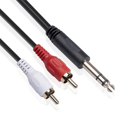 Professioneller 6,35 mm Klinkenstecker auf Cinch-Stecker Audio auf Dual-Kabel HiFi Stereo Aux Adapter