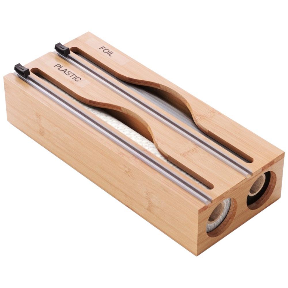 Wall Mounted Plastic Wrap Cutter Box 2 /3 Grids Tin Foil Cutter Wrap Dispenser  Kitchen Organizer