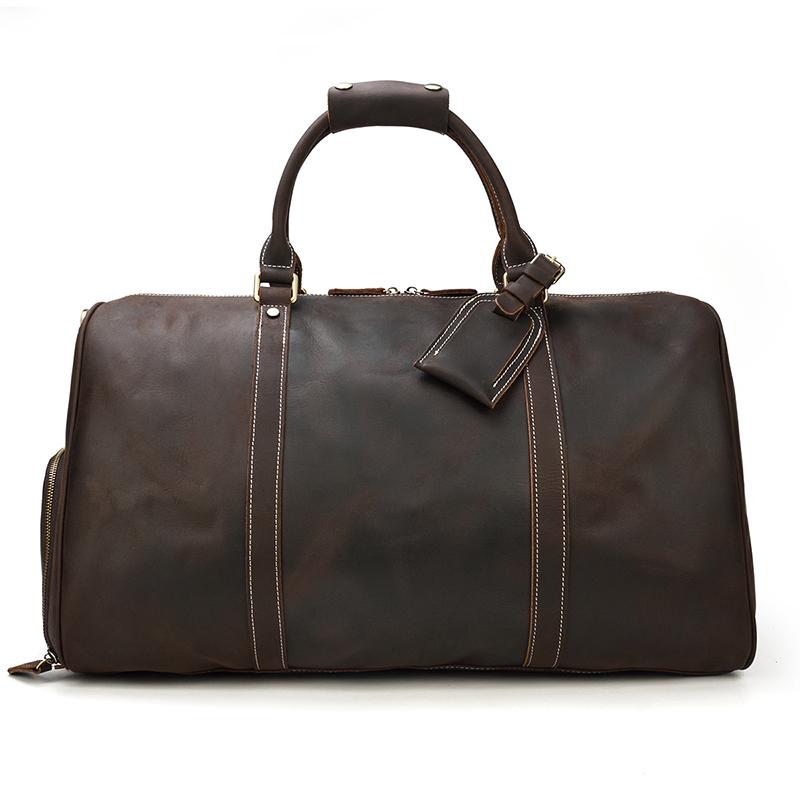 Vintage Luxury Travel Handbags Top Grade Travel Bag With Suit Compartment Garment Genuine Leather Suit Bags For Mane MaleTravel