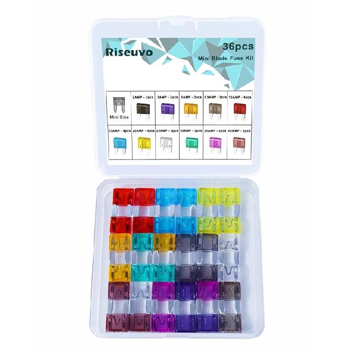 Riseuvo 140 Pcs Low Profile Mini Fuse Kit - Automotive Blade Fuses Assortment Kit For Car, Truck, RV, Boat With Fuse Puller (2A 3A 5A 7.5A 10A 15A