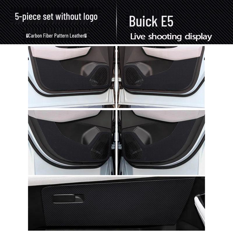 Buick E5 Door Kick Mats: Carbon Fiber Passenger Seat Protection Stickers.