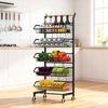 Fruit Vegetable Basket, 5-Tier Adjustable Rolling Pantry Kitchen Cart On Wheels, Metal Wire Storage Basket Cart for Fruit, Potato, Onion, Vegetable,