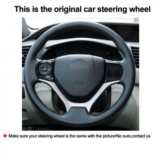 DIY Car Steering Wheel Cover Suede For Honda Civic Civic 9 2012 2013 2014 2015