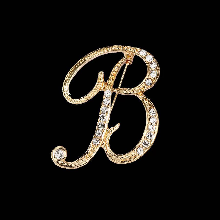 Minimalist Rhinestone Alphabet Brooch: Elegant Geometric Pin for Sweaters or Coats