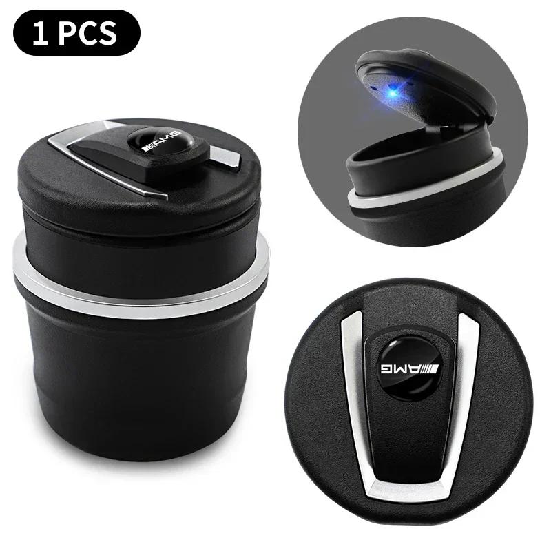 Hot 2025 For AMG W124 2025 For Benz AMG Car Cigarette Ashtray Cup With Lid With LED Light Portable For Mercedes Benz A180 A200 A