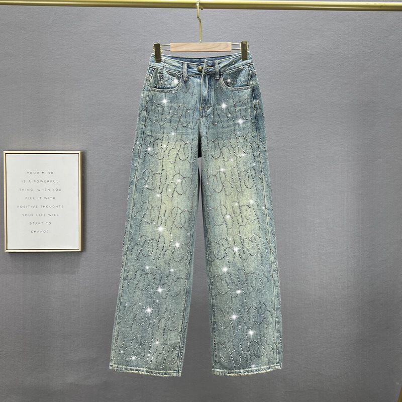 

Европейская станция Деним Весна Брюки с высокой талией удлиненные Горячая отделка Nostalgic Blue S