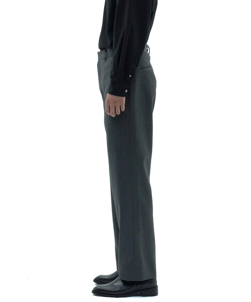 Neibieol Fine Wool No-Tuck Straight Pants - Charcoal