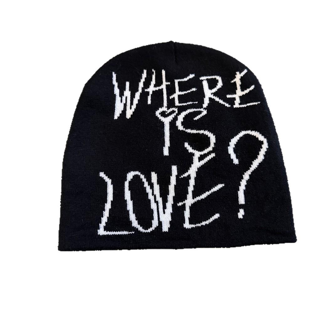 Korean Style Winter Knit Hat For Women With Letter Embroidery Warm Fashion Accessory