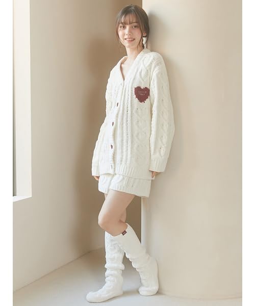 Gelato Pique Valentine Heart Aran Long Socks PWGS251694 CRM Women's