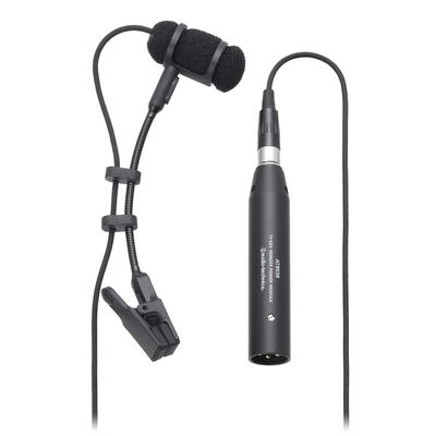 PRO35 Kondensatormikrofon XLR für Blechbläser, Mikrofonhalter, hohe Eingangsleistung, schwarz, Audio-Technica Instrumente/Saxophon/Trompete/Instrument inklusive/Rückseite