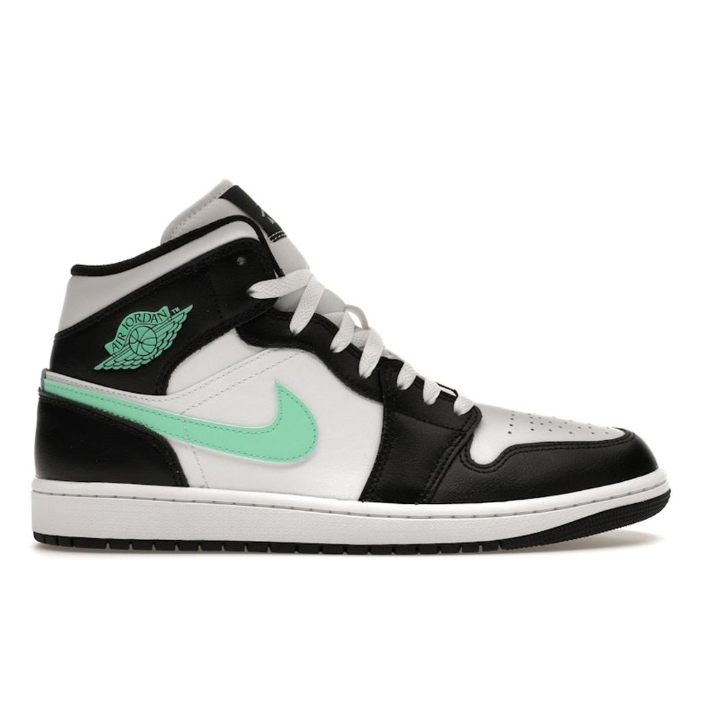 Air Jordan 1 Mid Green Glow Men Sneakers Black White DQ8426-103