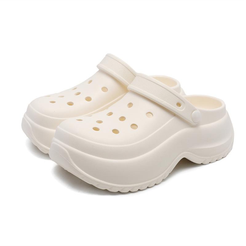 Summer platform  women wear heightening fashion bag head sandals, versatile EVA platform seaside two slippers