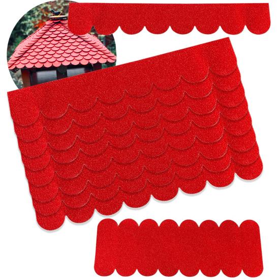 21/32/53 Bucăți Șindrilă Bituminoasă Autoadezivă Impermeabilă Tăietoare Mini Șindrile de Acoperiș Casă pentru Păsări Cutie de Cuibărit Pâslă de Acoperiș