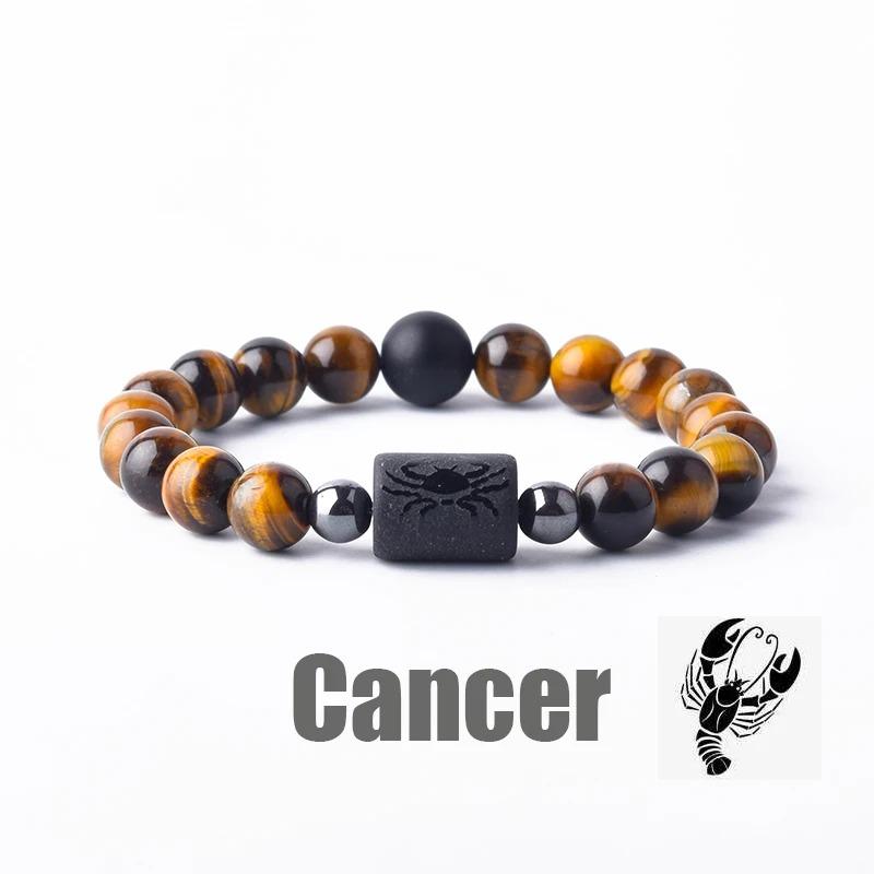 Pulsera con Colgantes de Constelaciones de los 12 Signos del Zodiaco para Hombre Mujer Multicapa Pulsera de Ojo de Tigre Regalo de Amistad Sagitario Acuario Leo