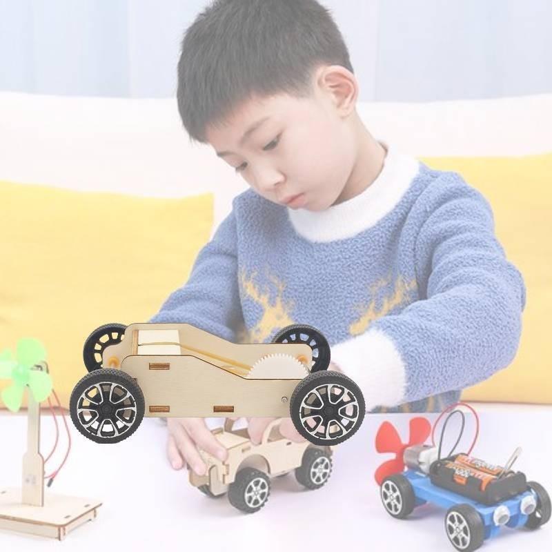 Children's Diy Rubber Band Powered Car Material Pack Educational Physics Science Toy