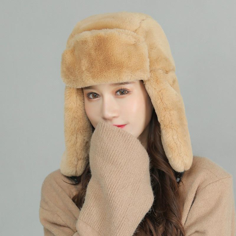 Women Winter Fur Caps Russian Female Thicker Warm Solid Soft Windproof Ear Flap Hats Accessories