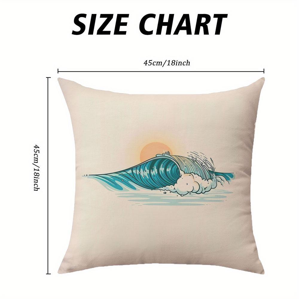 Sunset Wave Square Jacquard Pillow Cover for Sofa Office Waist Cushion Cover Home Decorative Pillowcase