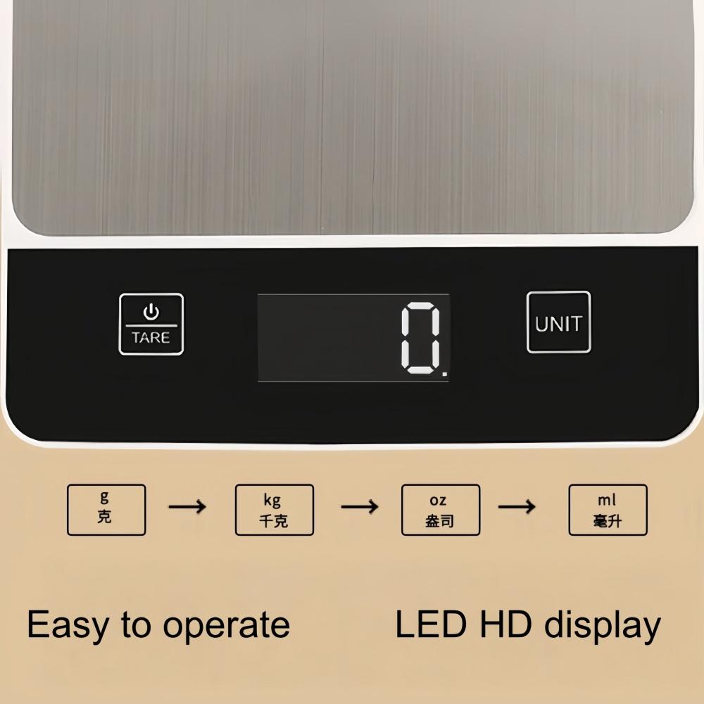 Electronic Kitchen Scale LED Display Accurate Weighing Waterproof Panel Food Scale Professional Quality Home Baking Tool 10Kg/1g