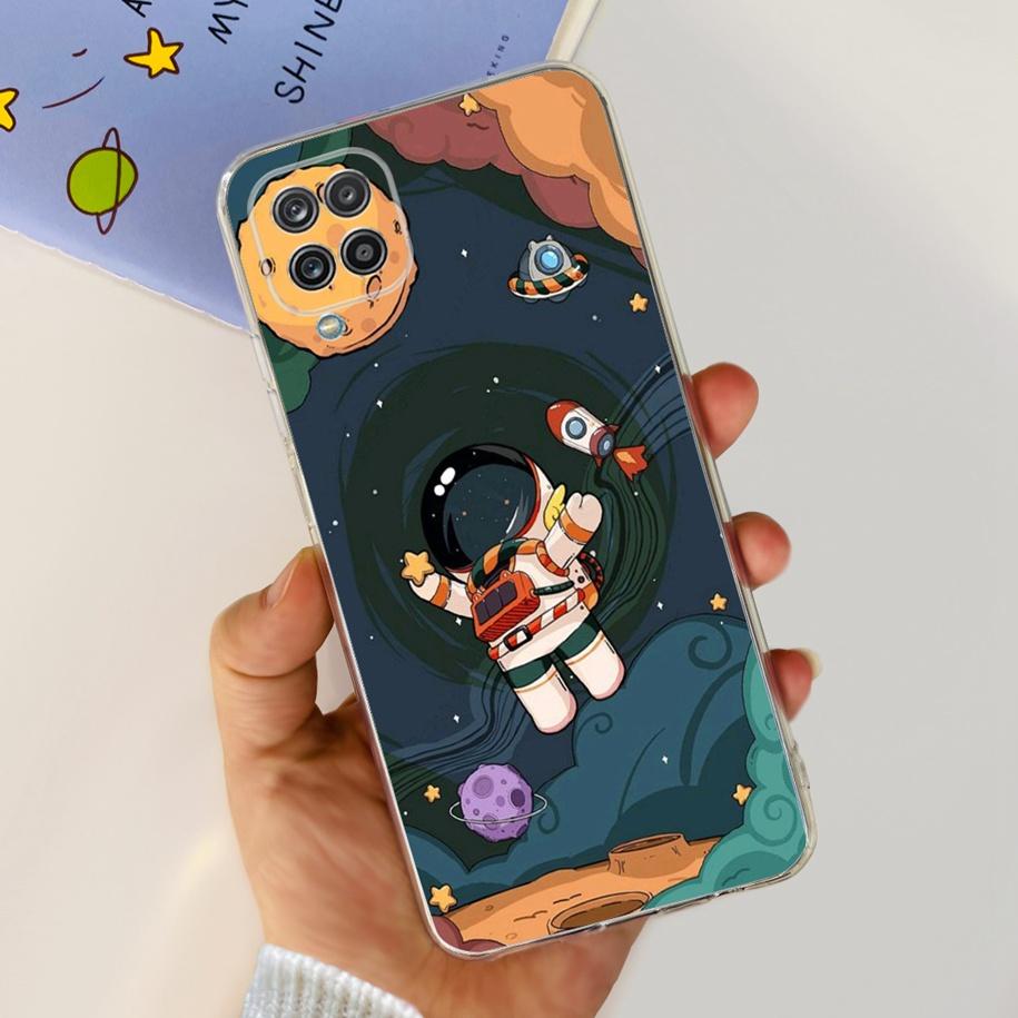 For Samsung Galaxy A12 Case Transparent Cover Fashion Flower Slim Soft TPU Phone Case For Samsung A12 SM-A125F M12 F12 A 12 Capa